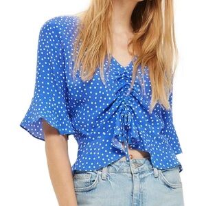 Topshop Ruby Polka Dot Ruched Front Top
